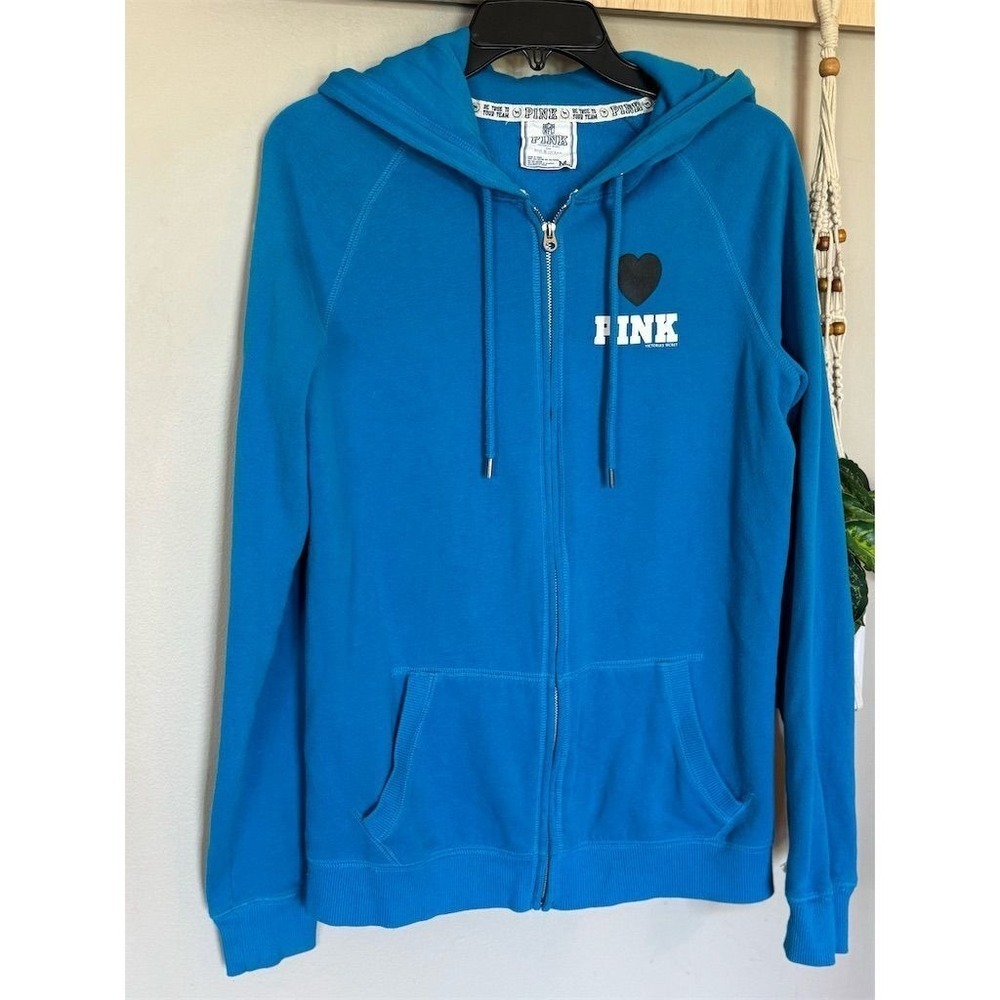 Victoria's Secret Pink Carolina Panthers Women's Zip-Up‎ Hoodie Blue M